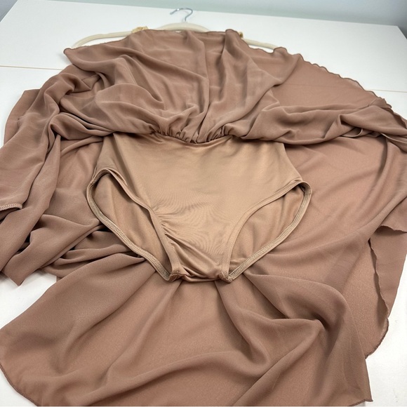 Weissman Large Child Taupe & Nude Dance Costume Dress With Sequin Bodice - Picture 11 of 14